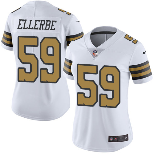 Women's Limited Dannell Ellerbe Nike Jersey White - #59 Rush NFL New Orleans Saints